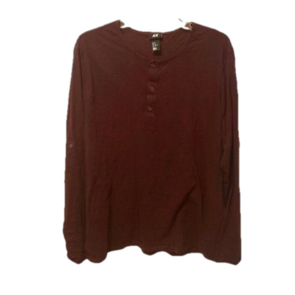 burgundy long sleeve shirt 3 button cotton shirt